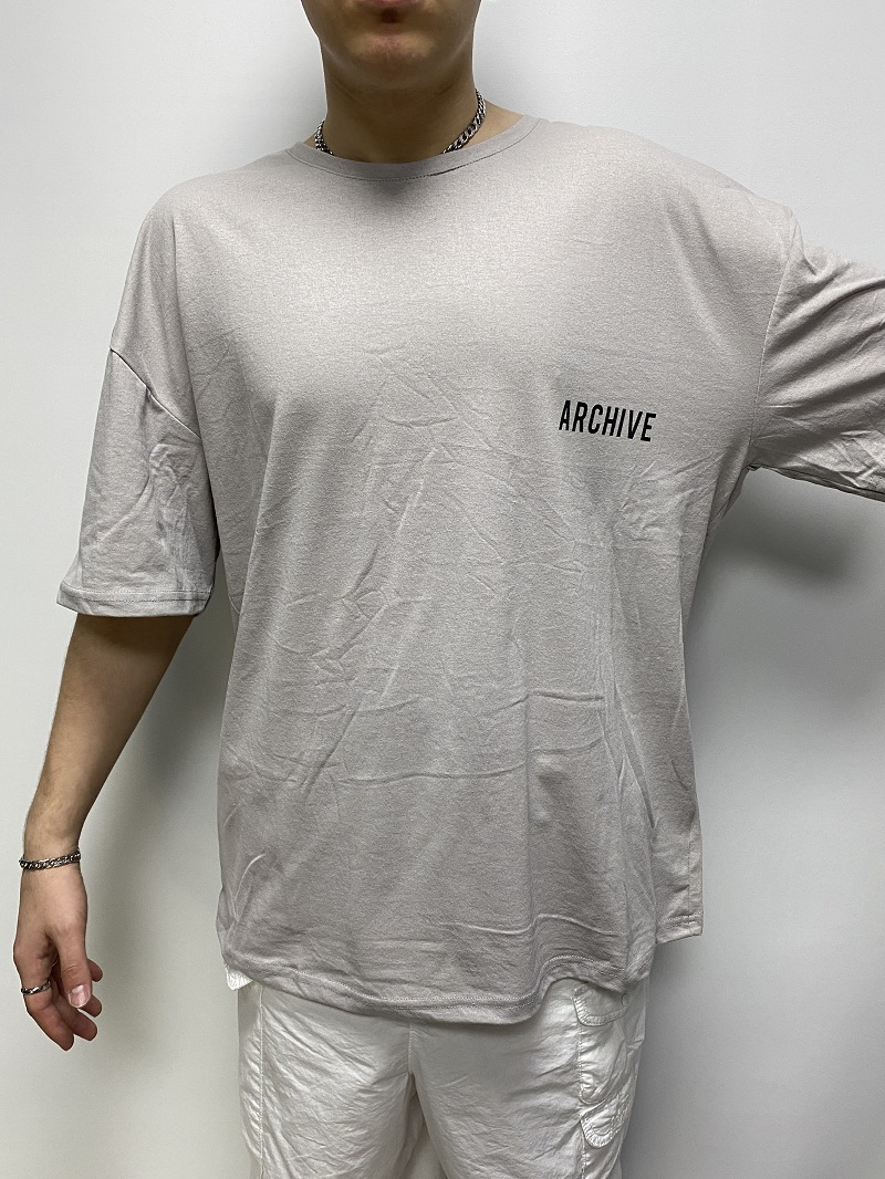 Archive Baskılı Gri Oversize Tişört Archive Baskılı Gri Oversize Tişört