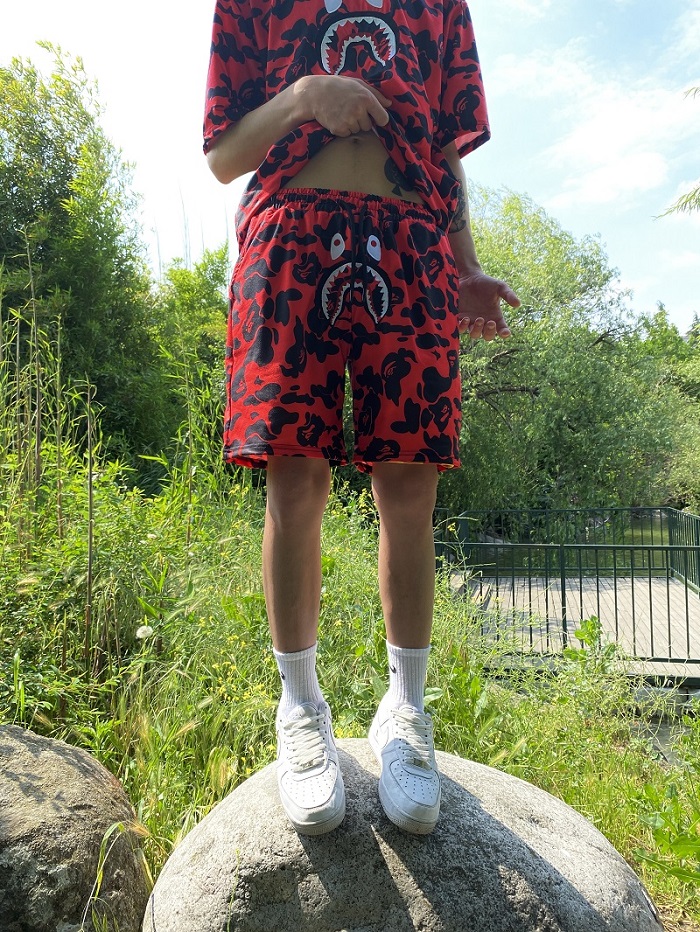 Bape Kırmızı Unisex Şort Takım Bape Kırmızı Unisex Şort Takım