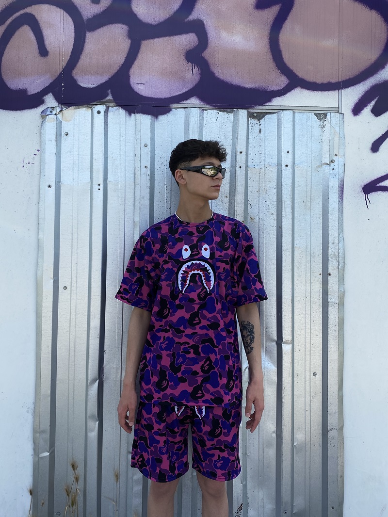 Bape Mor Unisex Şort Takım Bape Mor Unisex Şort Takım