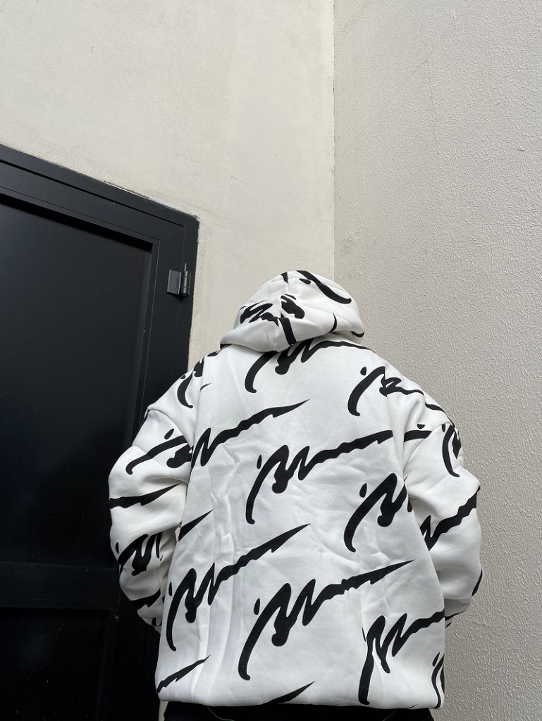 Baskılı Beyaz Oversize Hoodie Sweatshirt Baskılı Beyaz Oversize Hoodie Sweatshirt