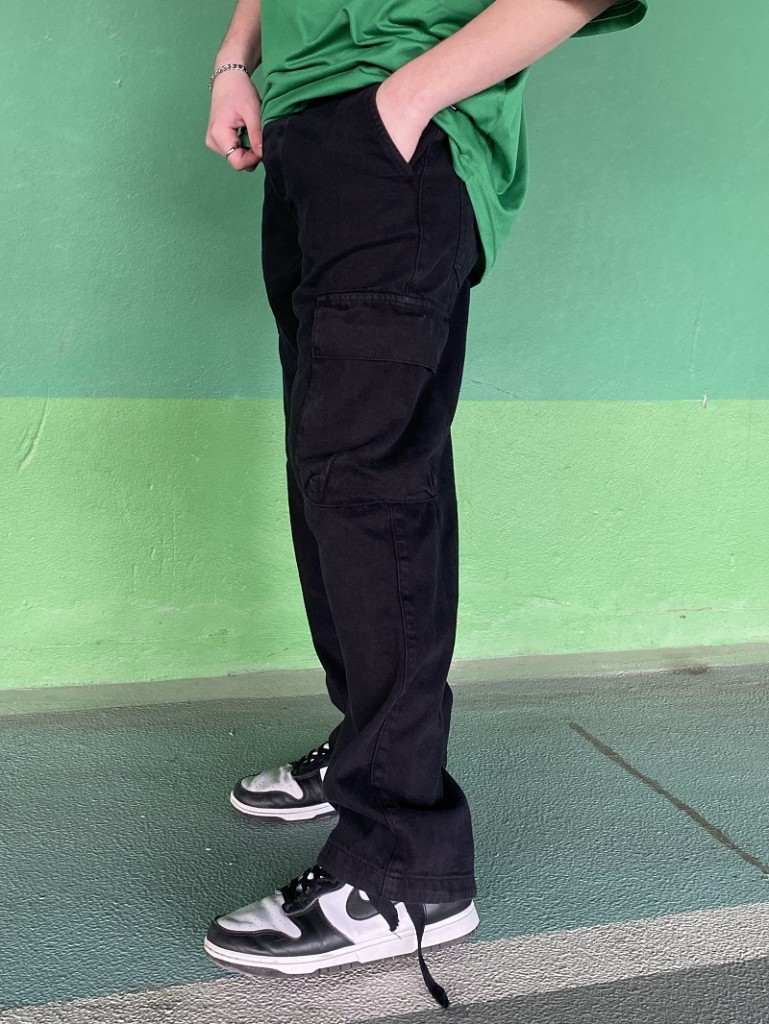Cargo Cepli Paçası İpli Siyah Baggy Jean Cargo Cepli Paçası İpli Siyah Baggy Jean