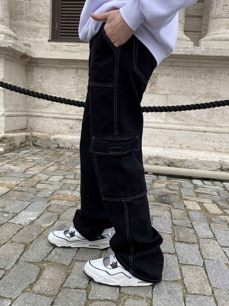 Cargo Pocket Siyah Baggy Jean Cargo Pocket Siyah Baggy Jean