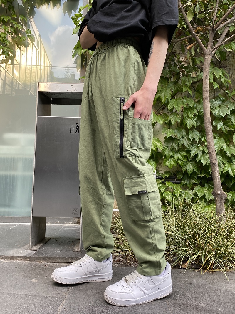 Fermuar Detaylı Haki Oversize Pantolon Fermuar Detaylı Haki Oversize Pantolon