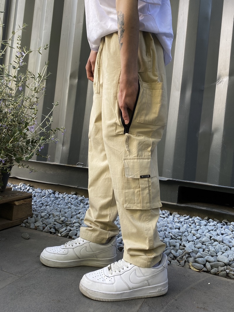 Fermuar Detaylı Krem Oversize Pantolon Fermuar Detaylı Krem Oversize Pantolon