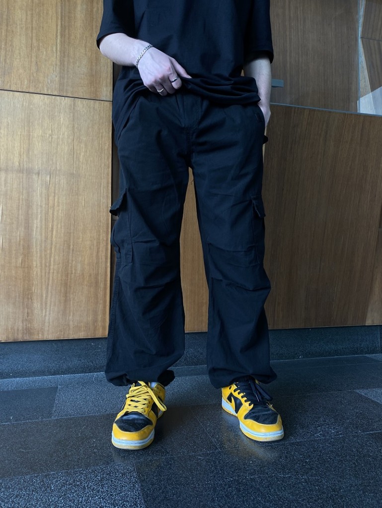 Ayarlanabilir Paça Siyah Baggy Jean Ayarlanabilir Paça Siyah Baggy Jean