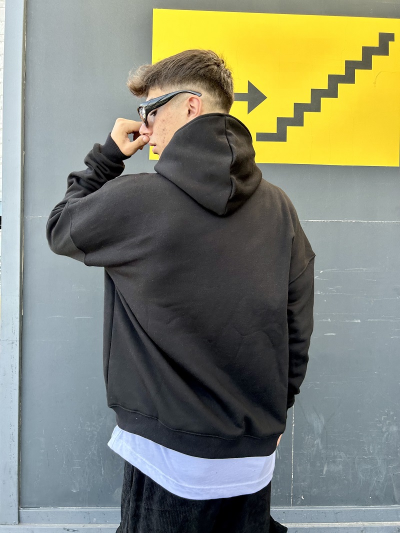 Taşlı Siyah Oversize Zip Hırka Taşlı Siyah Oversize Zip Hırka